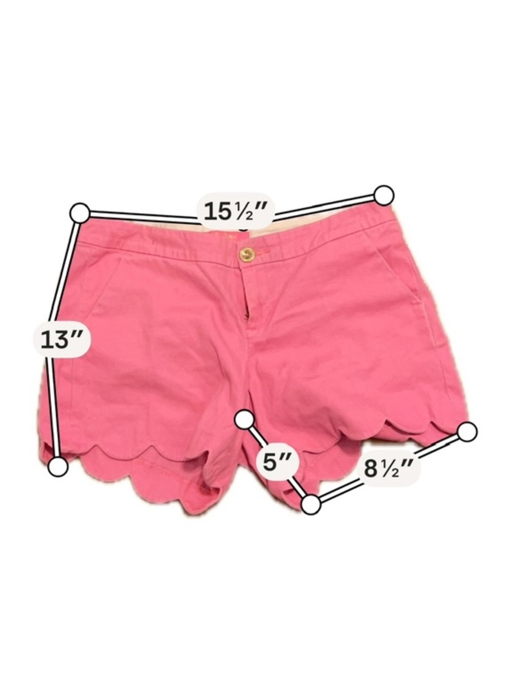 Lilly Pulitzer Pink Scallop Hem Shorts Women's Size 8 Preppy Summer Resort - Picture 2 of 8